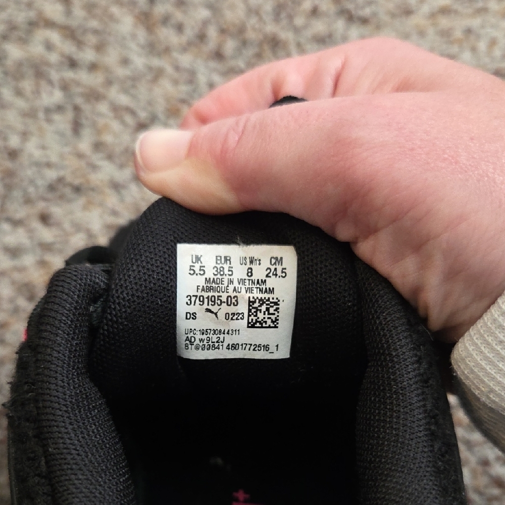 Puma Black and Pink Women's Sneakers Size 8 - Picture 2 of 12